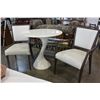 Image 2 : WHITE DESIGNER TABLE 2 WOOD AND VINYL CHAIRS