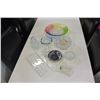 Image 1 : LOT OF CRYSTAL SERVING PIECES AND COLORFUL CENTRE BOWL