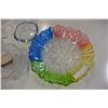 Image 3 : LOT OF CRYSTAL SERVING PIECES AND COLORFUL CENTRE BOWL