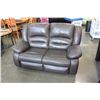 Image 1 : BROWN LEATHER DOUBLE RECLINING LOVESEAT