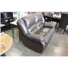 Image 2 : BROWN LEATHER DOUBLE RECLINING LOVESEAT