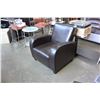 Image 1 : MODERN DARK BROWN LEATHER TUB CHAIR