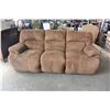 Image 1 : NEW ASHLEY BROWN MICROFIBER DOUBLE RECLINING SOFA, RETAIL $1899