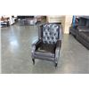 Image 1 : NEW ASHLEY ESPRESSO TUFTED WITH NAILHEAD ACCENT CHAIR RETAIL $699