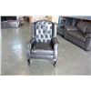 Image 1 : NEW ASHLEY ESPRESSO TUFTED WITH NAILHEAD ACCENT CHAIR RETAIL $699