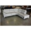 Image 1 : NEW GREY LEATHER MODERN 3 PIECE SECTIONAL SOFA WITH CHROME LEG, RETAIL $4198