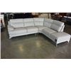 Image 2 : NEW GREY LEATHER MODERN 3 PIECE SECTIONAL SOFA WITH CHROME LEG, RETAIL $4198