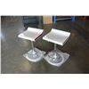 Image 1 : NEW PAIR OF WHITE/RED MODERN CHROME BASE BAR STOOLS, RETAIL $140 EACH
