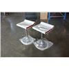Image 1 : NEW PAIR OF WHITE/RED MODERN CHROME BASE BAR STOOLS, RETAIL $140 EACH