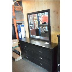 NEW ASHLEY SIGNATURE DESIGN DARK DISTRESSED 6 DRAWER DRESSER AND MIRROR, RETAIL $1,249