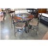 Image 1 : NEW ASHLEY SIGNATURE DESIGN ROUND MAHOGANY COUNTER HEIGHT DINING TABLE WITH 4 UPHOLSTERED BAR STOOLS
