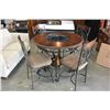 Image 3 : NEW ASHLEY SIGNATURE DESIGN ROUND MAHOGANY COUNTER HEIGHT DINING TABLE WITH 4 UPHOLSTERED BAR STOOLS