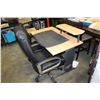 Image 1 : MAPLE DESK WITH 2 OFFICE CHAIRS