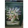 Image 2 : GREEN FRAMED FLOWER PAINTING ON CANVAS