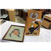 Image 1 : NATIVE PAINTED SLAB WOOD PICTURE AND NEEDLEWORK PICTURE