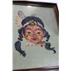 Image 3 : NATIVE PAINTED SLAB WOOD PICTURE AND NEEDLEWORK PICTURE