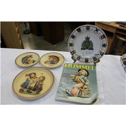 SPODE ROYAL MOUNTED POLICE COLLECTOR PLATE AND THREE GOEBEL PLATES AND BOOK