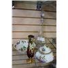 Image 1 : TWO PIECES OF HAND PAINTED ROYAL BAYREUTH AND RUBY VASE AND PINWHEEL DECANTER