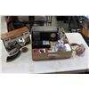 Image 1 : BOX OF VINTAGE TRANSITTTER RADIOS CLOCKS AND ANTIQUE IRON