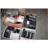 Image 1 : 4 BOXES OF MISC LOST PROPERTY ELECTRONICS, HEATER, DVDS ETC.
