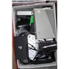 Image 4 : 4 BOXES OF MISC LOST PROPERTY ELECTRONICS, HEATER, DVDS ETC.