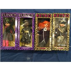 Lot of 4 Clodrey Made in France Dolls MIB  *** Funky & Retro*** 1980's
