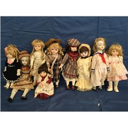 Lot of 9 Porcelain Dolls not in Boxes
