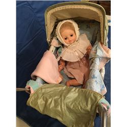 Full Size Pram with 1974 Eugene Doll and Blankets
