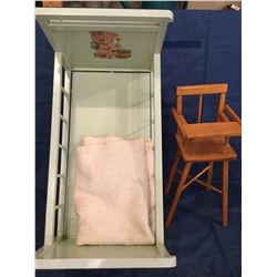 Wood Doll/tot bed with doll high chair