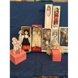 Lot of 9 Collectible Porcelain Dolls