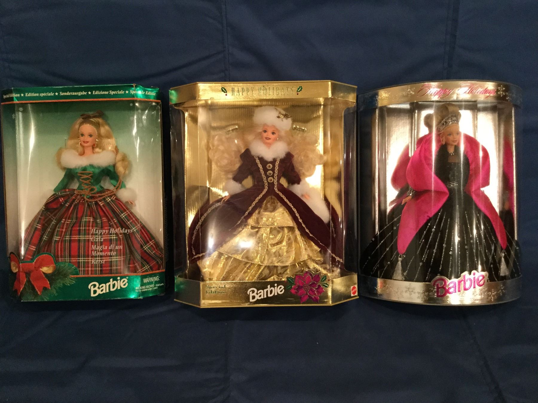 holiday barbies in box