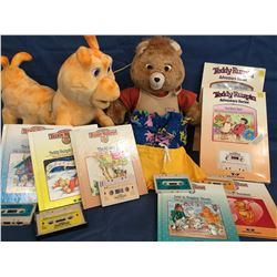 1980's Teddy Ruxpin & Grubby Interactive with Boxed Books and Tapes