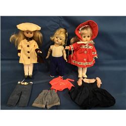3 Vogue Ginny Dolls with extra clothing