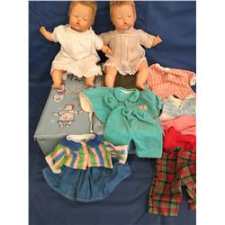2 Tiny Thumbelina Dolls with Case and extra clothing
