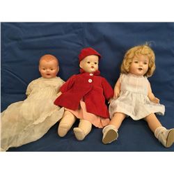 3 Composition Hard Plastic Dolls