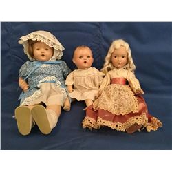 18  toddler of Compo and cloth, 14   6 piece compo, 1930's 12  composition