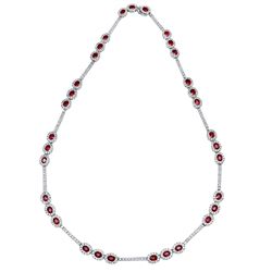 14KT White Gold 7.05ctw Ruby and Diamond Necklace