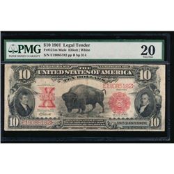 1901 $10 Bison Legal Tender Note PMG 20