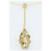 Image 1 : 14KT Yellow Gold Emerald and Diamond Pendant with Chain