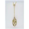 Image 2 : 14KT Yellow Gold Emerald and Diamond Pendant with Chain
