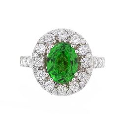 14KT White Gold 3.05ct GIA Cert Tsavorite and Diamond Ring