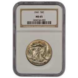 1941 Walking Liberty Half Dollar Coin NGC MS65