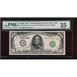 1928 $1000 New York Federal Reserve Note PMG 25