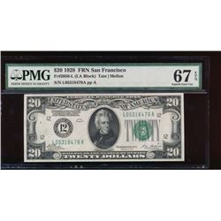 1928 $20 San Francisco Federal Reserve Note PMG 67EPQ