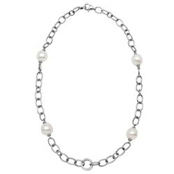 14KT White Gold 36.65ctw Pearl and Diamond Necklace