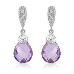 14KT White Gold 4.38ctw Amethyst and Diamond Earrings