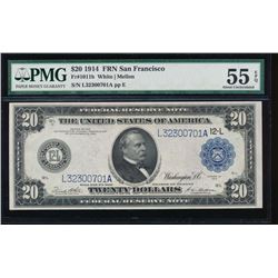 1914 $20 San Francisco Federal Reserve Note PMG 55EPQ