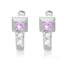 18KT White Gold 0.33ctw Pink Sapphire and Diamond Earrings
