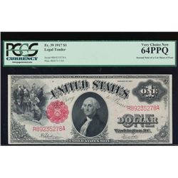 1917 $1 Legal Tender Note PCGS 64PPQ