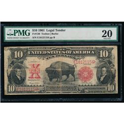 1901 $10 Bison Legal Tender Note PMG 20